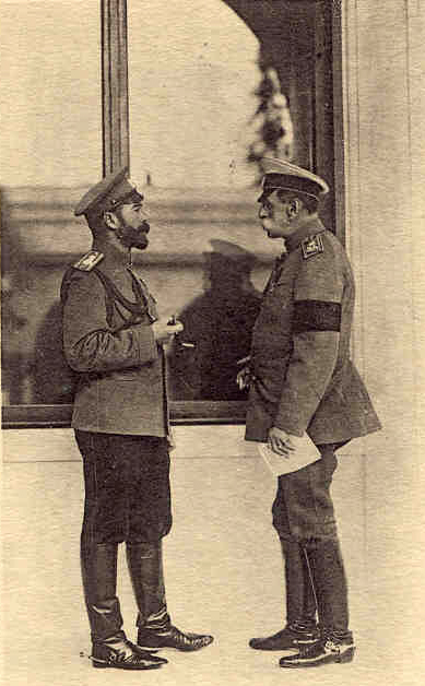 H. M. Emperor Nicholas II in conversation with Count W. de Freedericksz, Captain-in-Chief of the 4th. squadron ai the Horse Gnards, at Livadia, Crimea
