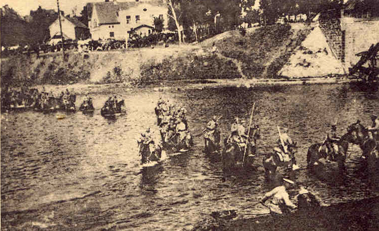 The Horse Guards fording a river near Friedland (1914)