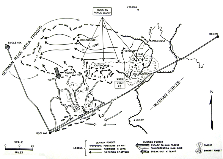 MAP 4.	Destruction of Russian Force Belov to the Rear of Fourth Panzer Army 24 May-22 June 1942