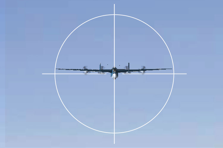 Fig. 3: 4-eng. bomber. Range 300 m